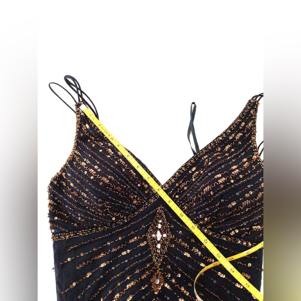 Vintage 90s Sue Wong Nocturnals Beaded Sequin Flapper Dress Navy Fringe Size 8 - Picture 13 of 13